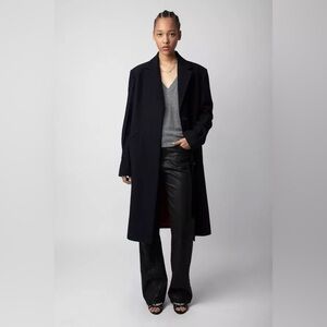 Zadig & Voltaire Marly Lainage Coat, Navy, Women’s size Large, wool blend winter